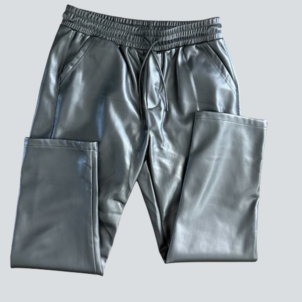 All For Leather Faux Leather Pull-On Flare Pants Black Women's Size 8